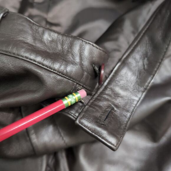 Rem Garson Brown Straight Leg Zipper High Rise Leather Pants Size 6 - Picture 12 of 14